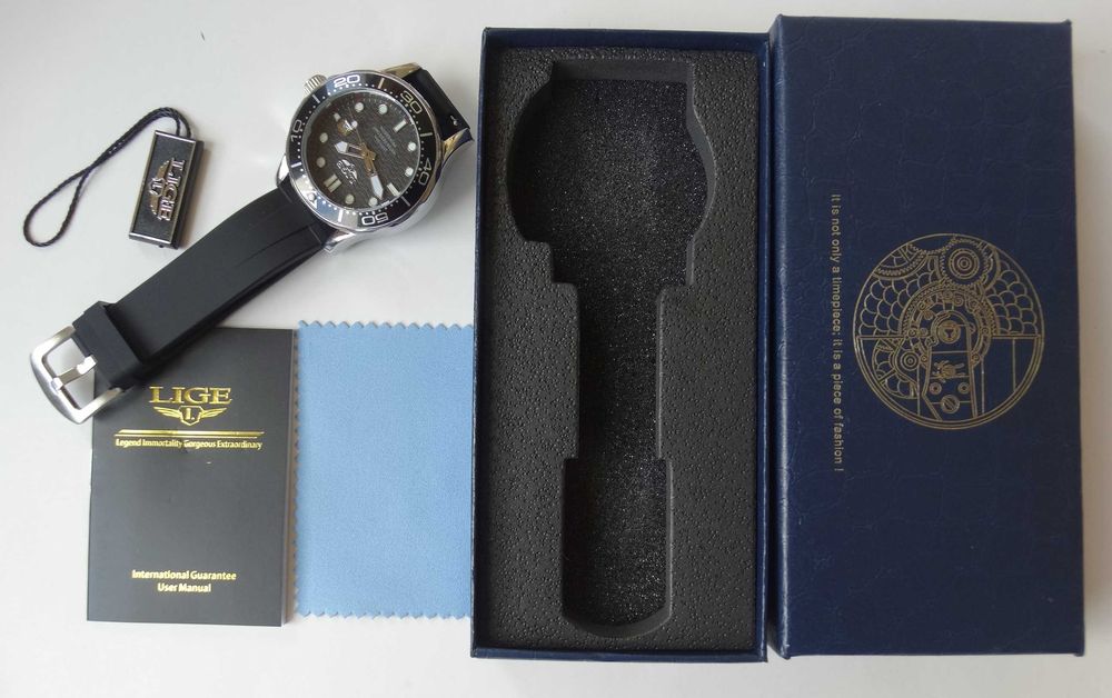 Zegarek męski sportowy styl nurka mocna luma datownik box