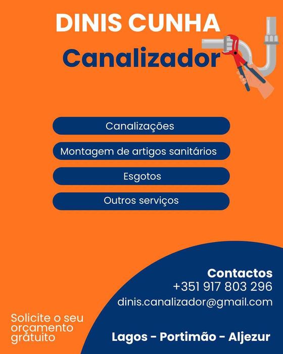 Canalizador Profissional/Plumber–Lagos/Portimão/Aljezur/ Vila do Bispo