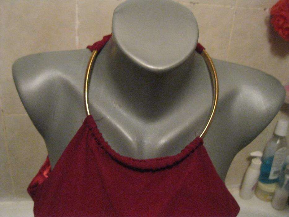 блуза блузка топ золотое на шею хомут 46-48 майка стильная бордовая