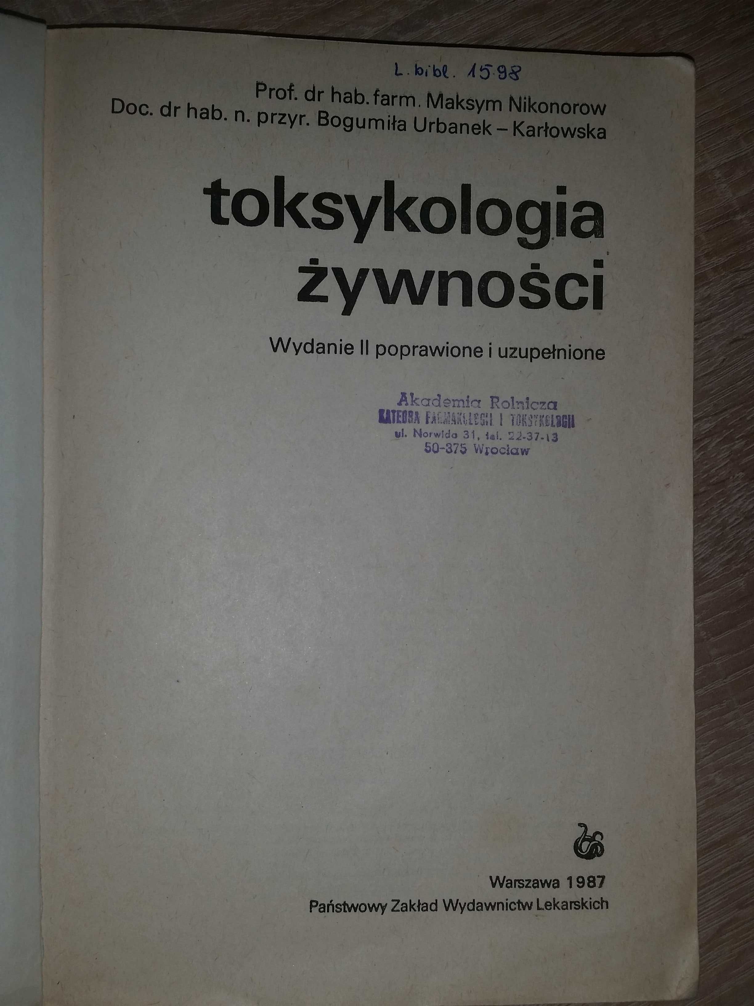 Toksykologia żywności książka medyczna mikrobiologia