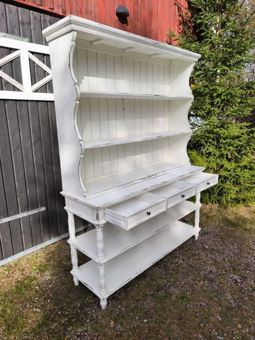 Duży Biały drewniany kredens lite drewno shabby Chic