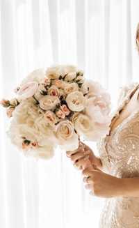 BUKIET sztuczne kwiaty róże białe panna młoda wypożyczenie ślub wesele