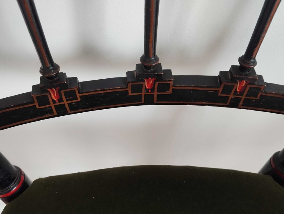 Par cadeiras antigas assento palhinha lacadas preto