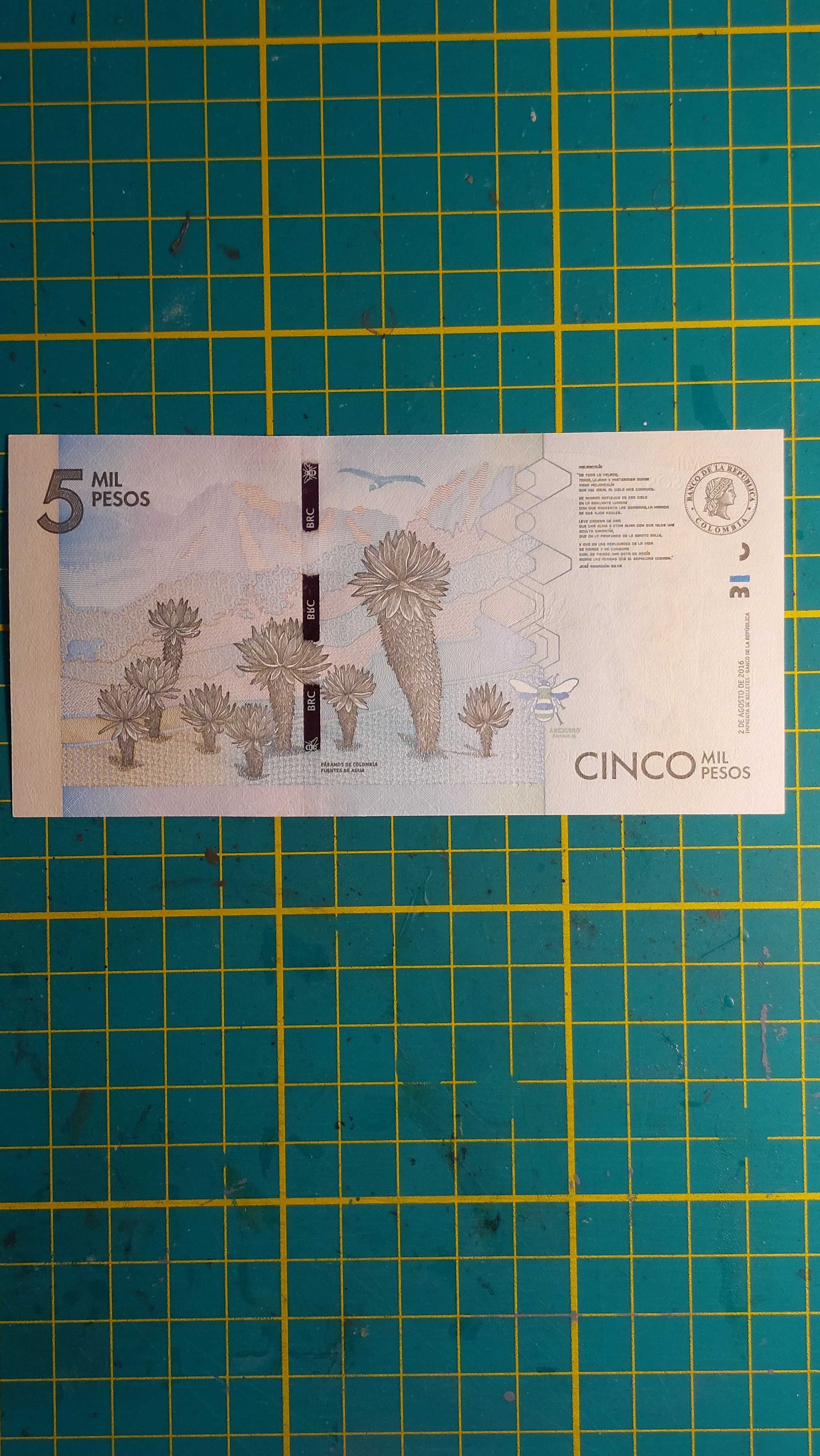 Nota 5000 pesos colombianos (UNC)