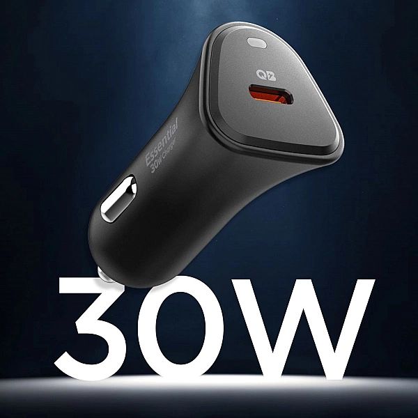 Spigen Essential Ev301/1-Port Car Charger 30W Black