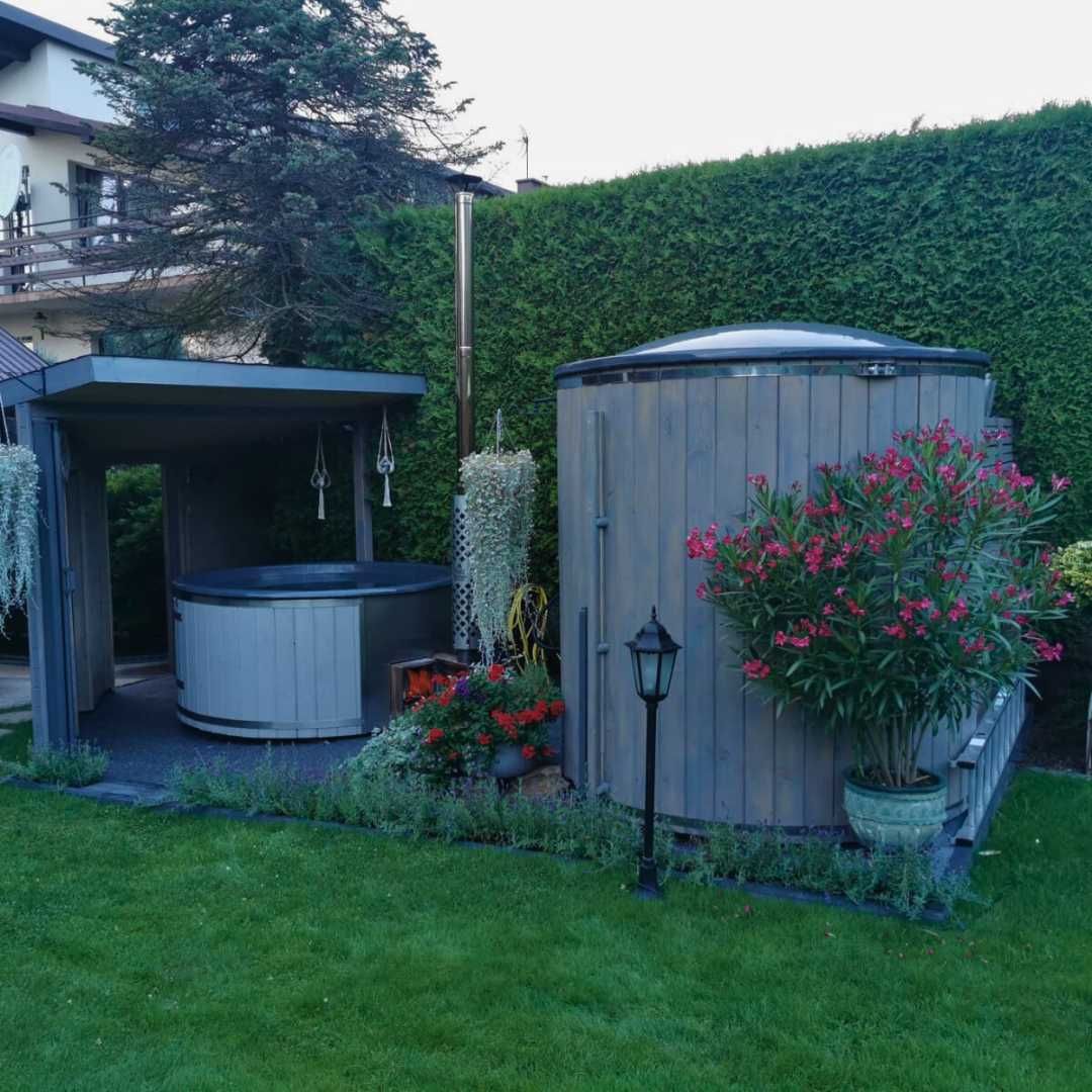 Zestaw Sauna Ogrodowa Balia Jacuzzi hot tube beczka do schładzania
