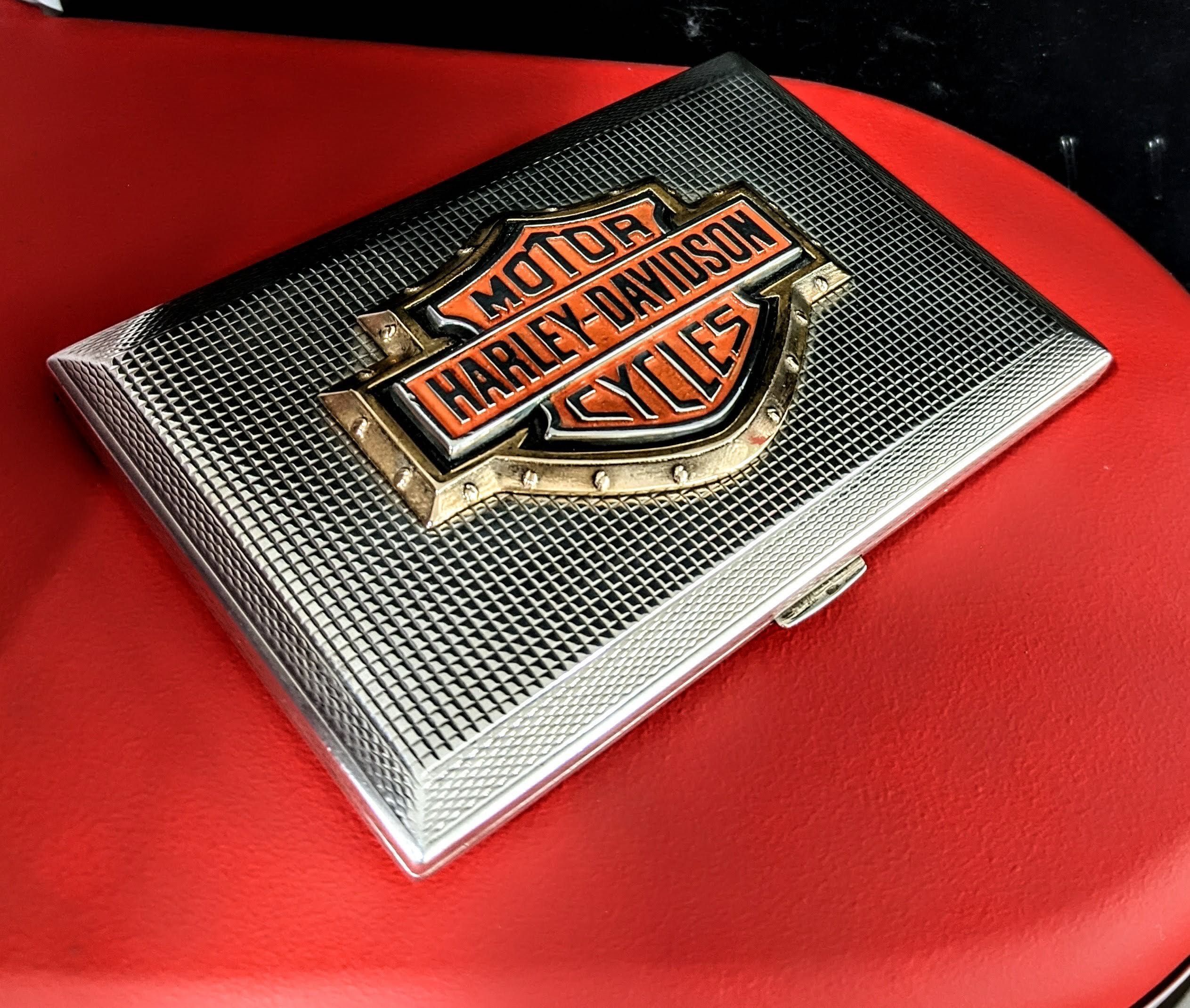 Srebrna papierośnica Harley Davidson
