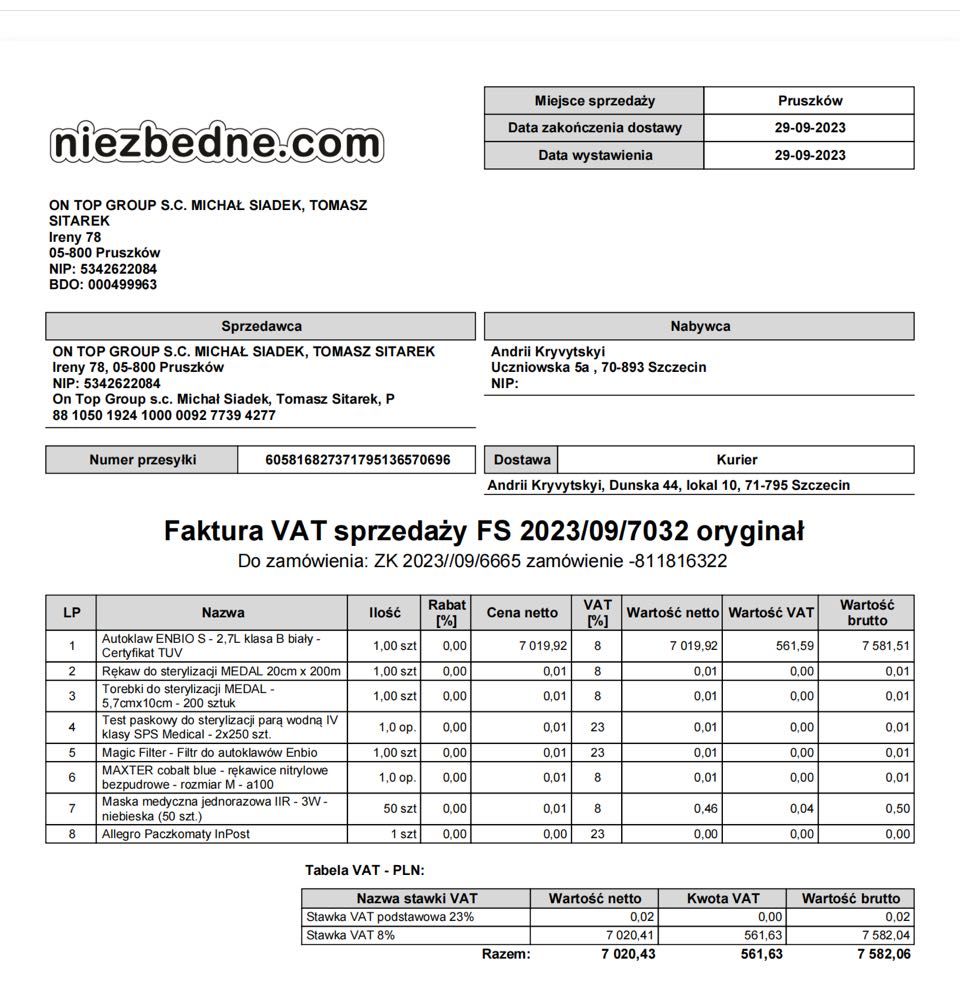 Autoklaw Enbio S wykonał 6 cykli