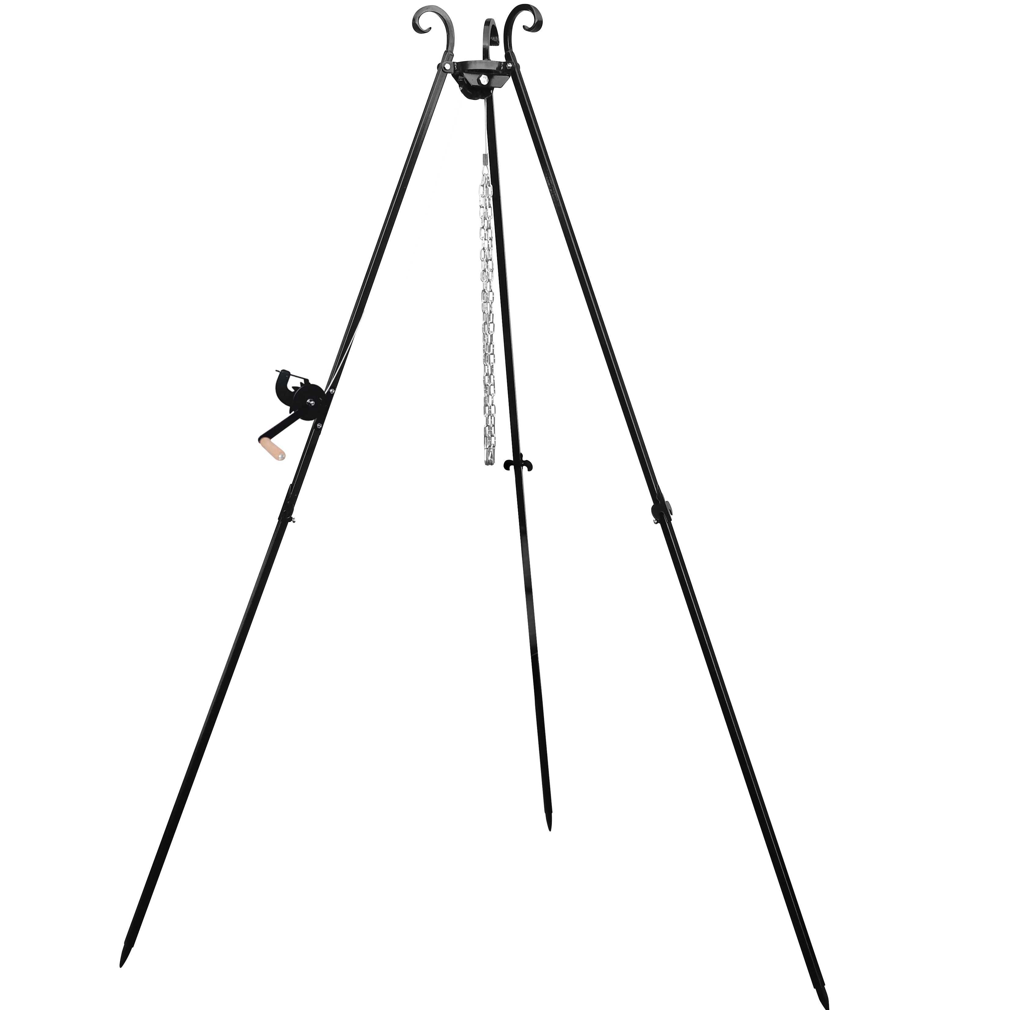Grill trójnóg 185 cm ogrodowy ogniskowy kołowrotek korbka