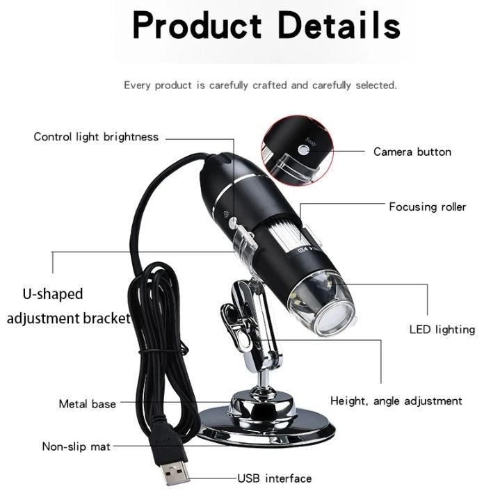 USB мікроскоп микроскоп цифровой с увеличительным стеклом 1000X/1600X