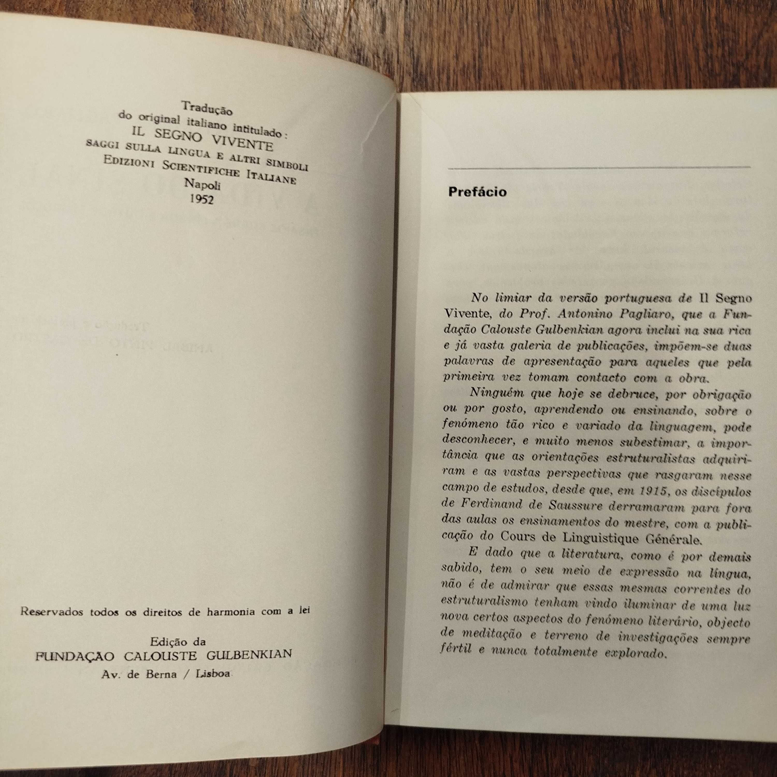A Vida do Sinal ensaios sobre a língua - Antonino Pagliaro