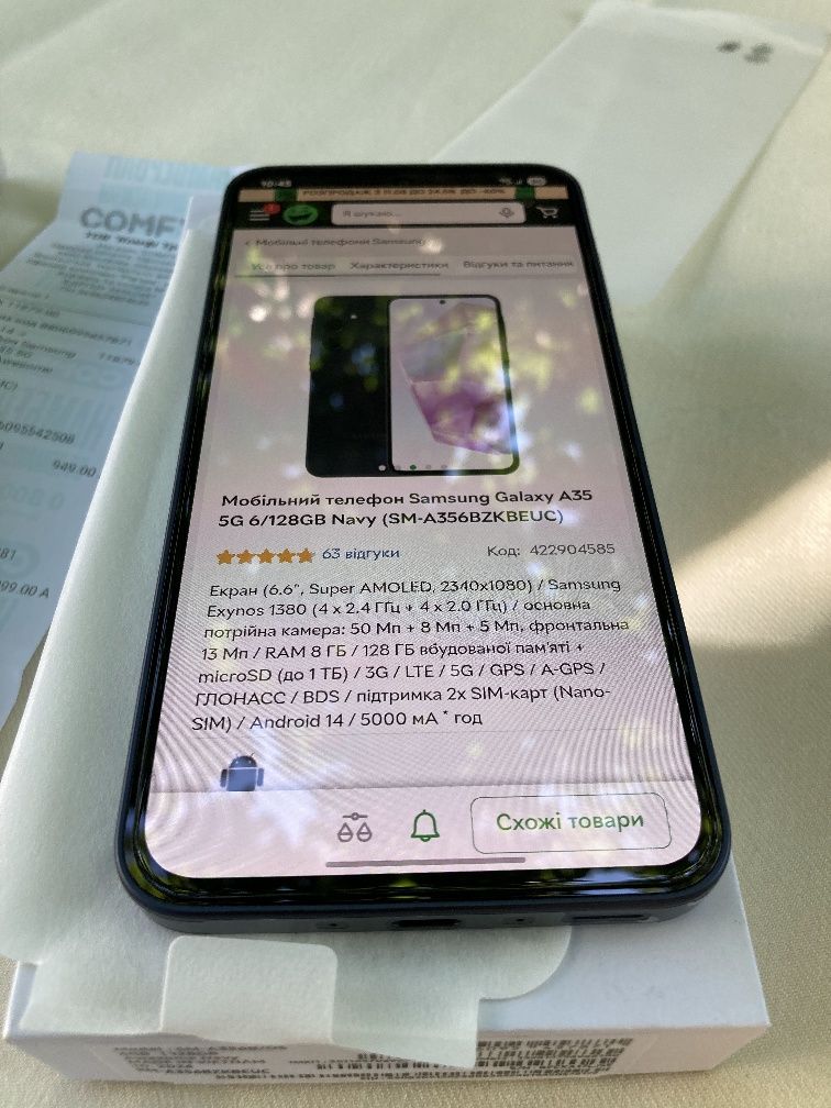 Телефон Samsung A35 6/128 с чеком идеальное состояние