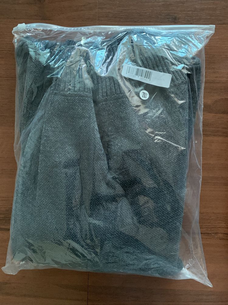Elegancki nowy męski ciepły sweter bluza rozpinany szary