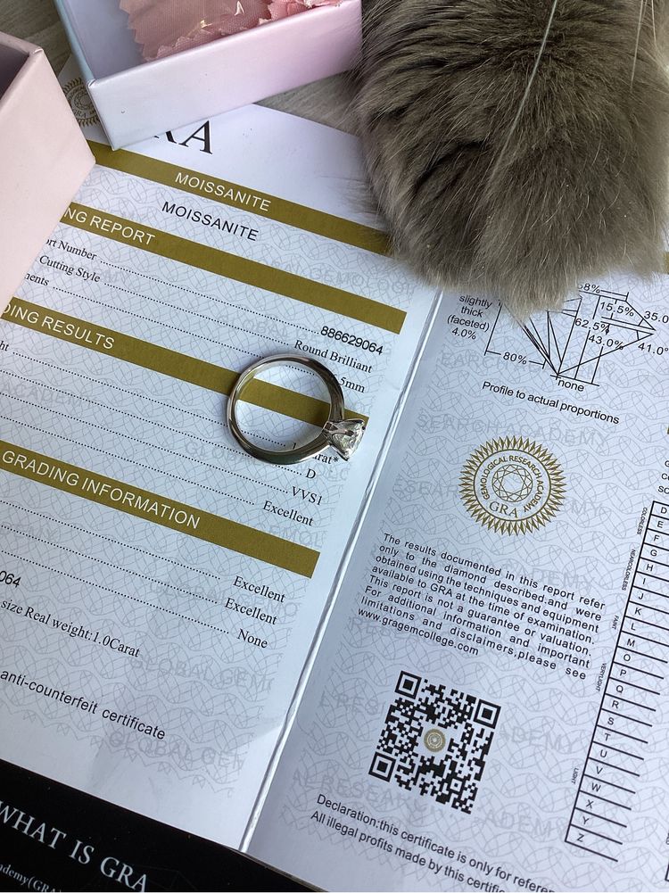 Pierścionek 925 z jednokaratowym lab diamentem Moissanite