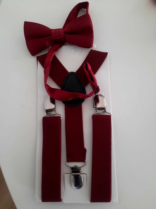 Szelki muszka mucha zestaw bordowy sesja święta nowy