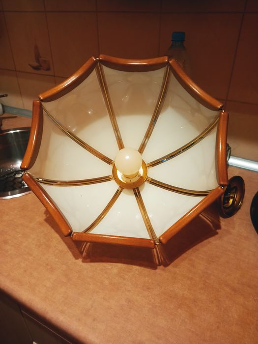 Lampa szkło i drewno