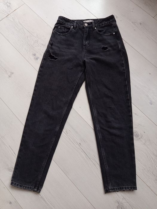 Spodnie damskie z rozdarciami XS S czarne spodnie klasyczne