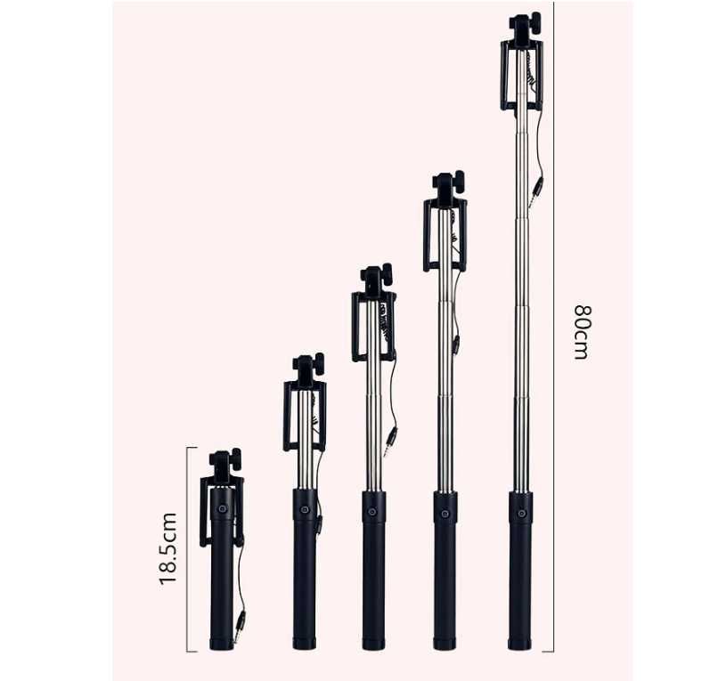 Tripé para selfie com telemóvel com cabo Jack 3,5mm