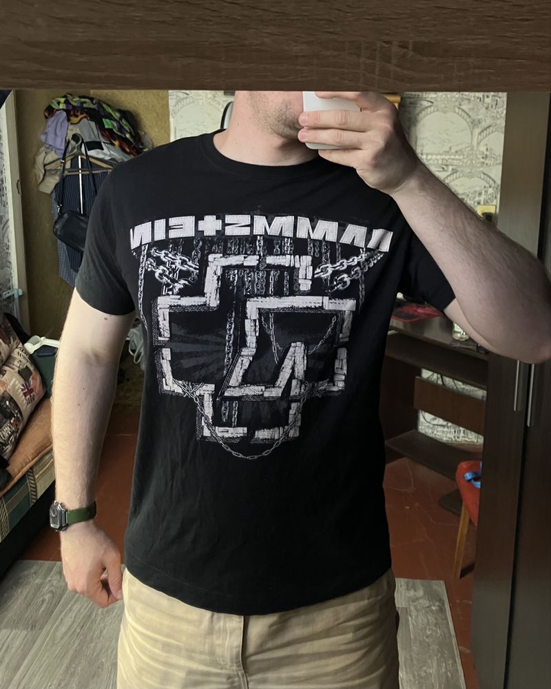 Чорна чоловіча футболка Rock Merch Rammstein Vintage оригінал рок sk8