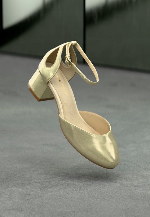 Anna Field 37 Buty Damskie Złote Czółenka Skórzane Wide Fit T697