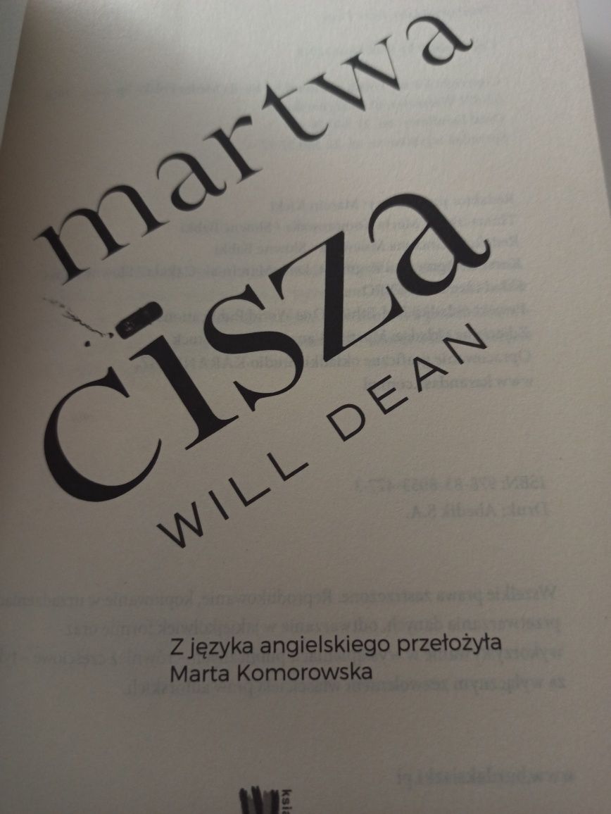 Książka "martwa cisza" Will dean