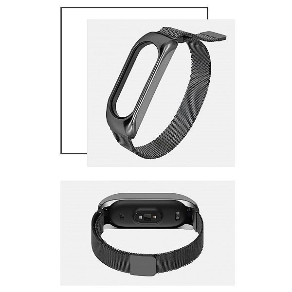 Metalowa Bransoleta do Mi Band 3 / 4 / 5 / 6 / 7 czarny
