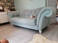Miętowa kanapa sofa Chesterfield pikowana stylowa ludwikowska szezlong