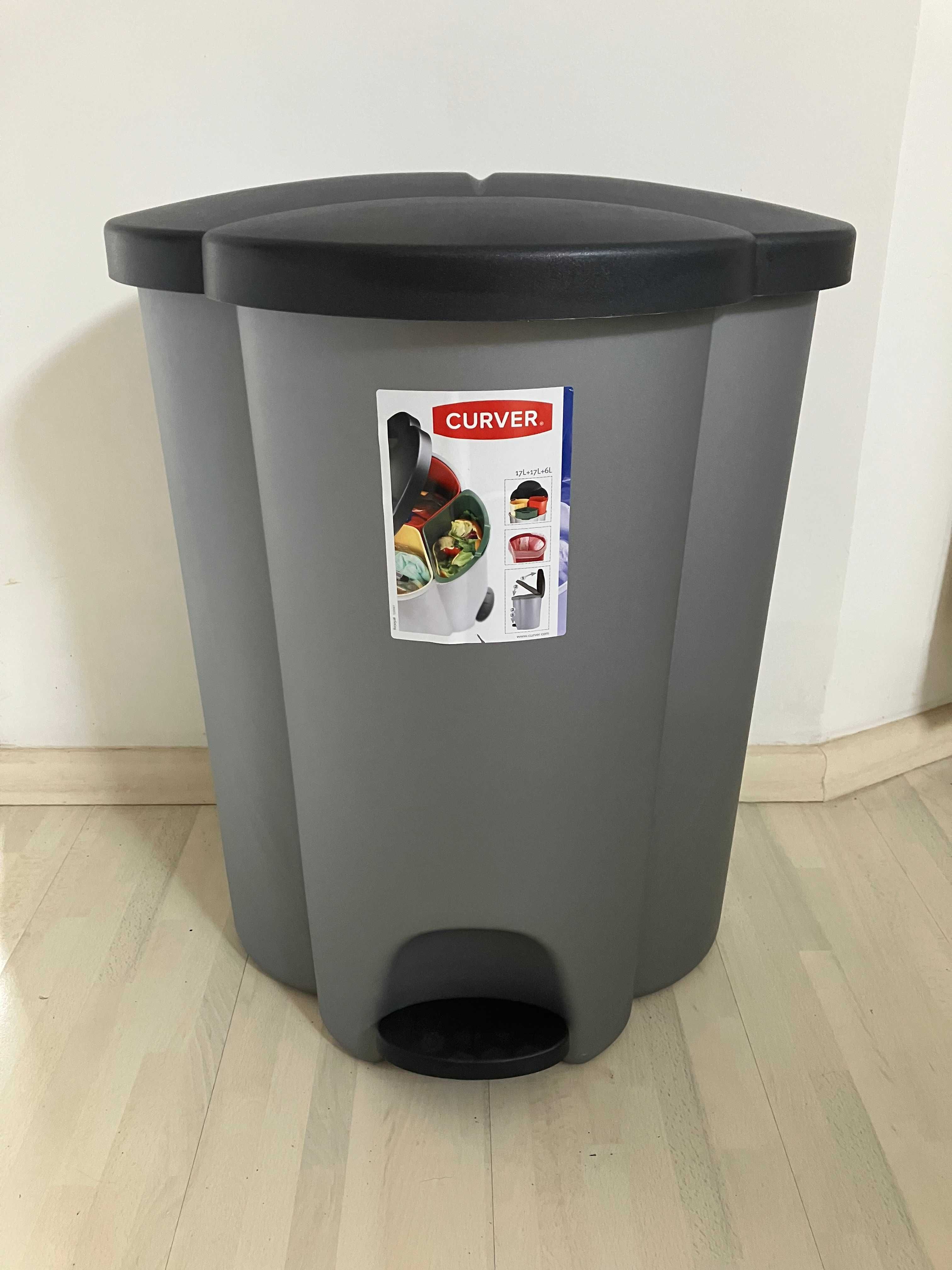 Kosz Na Śmieci do Segregacji Curver 3 Pojemniki 40l Otwierana Pokrywa