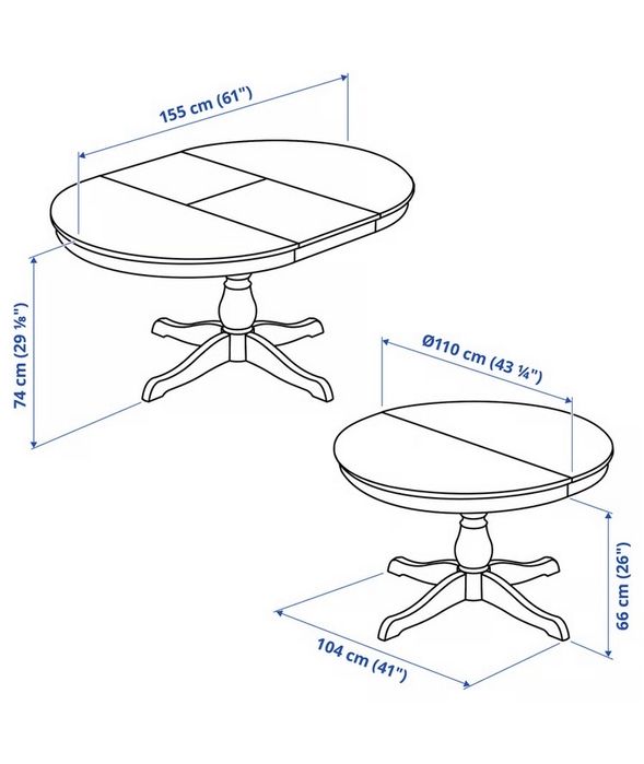 Ikea stol rozkladany bialy