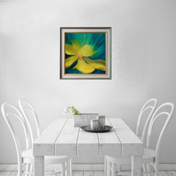 Obraz olejny "Żółty kwiat" abstrakcja