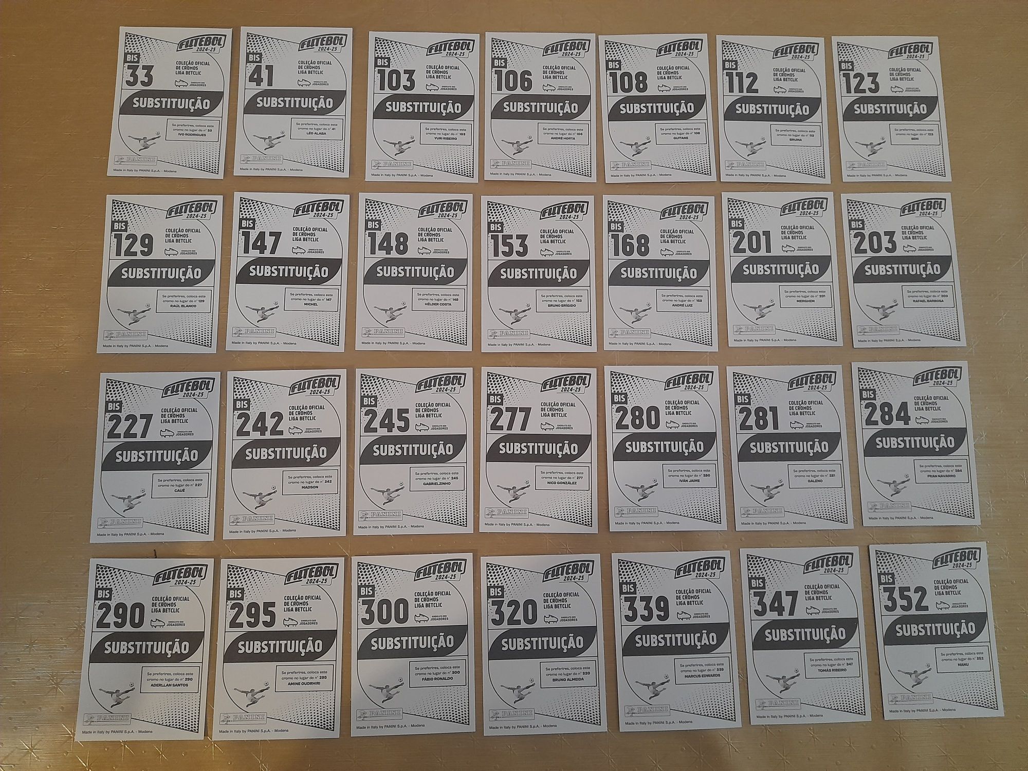 PANINI Liga Portuguesa BETCLIC 2025 BIS 28 cromos substituição sticker