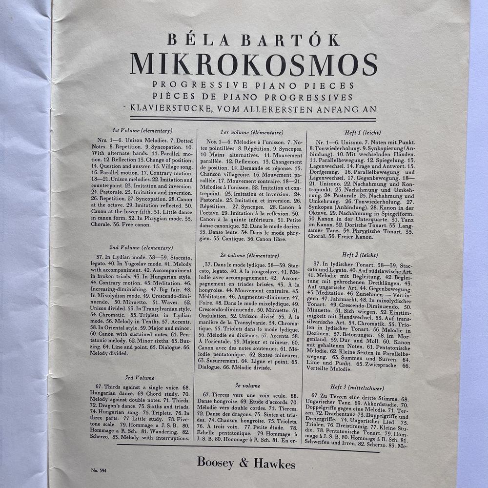 Bela Bartok, Mikrokosmos, vol II e vol III