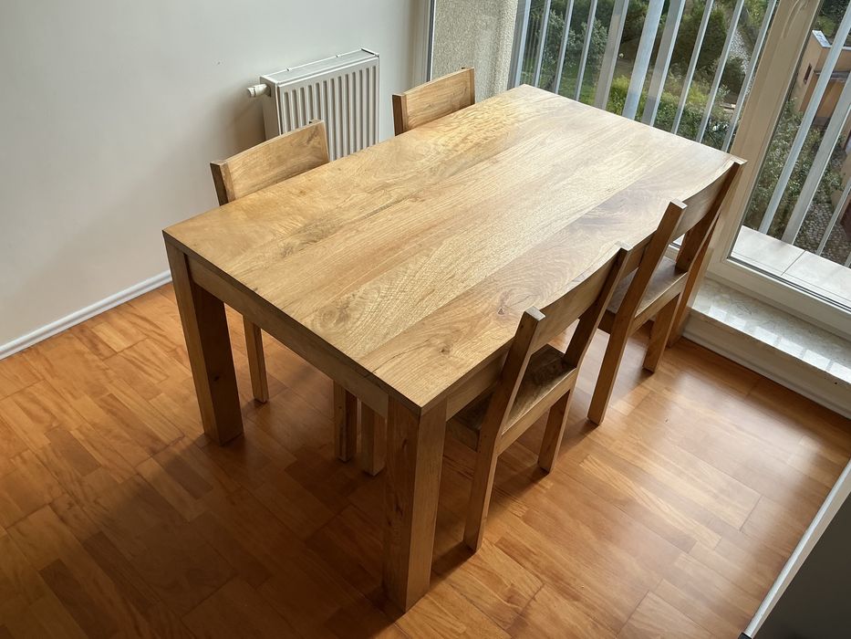 Stòł z drewna mango + 4 krzesla komplet