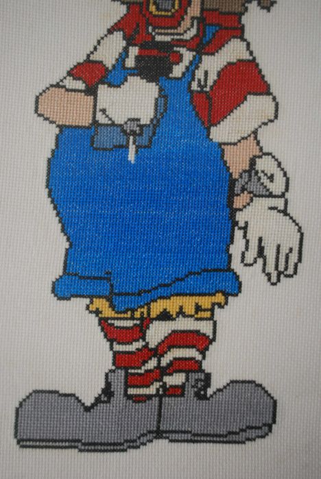 Quadro Bordado Ponto de Cruz "Palhaço" 50 cm x 30,5 cm