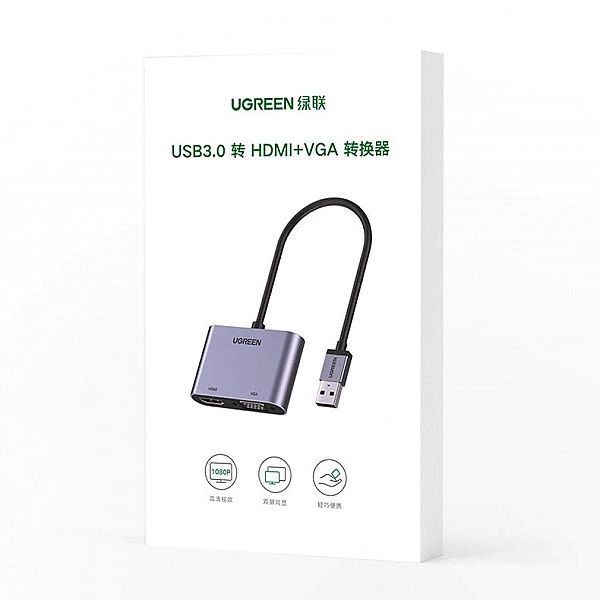 Przejściówka Ugreen Cm449 Usb - Hdmi 1.3 (1920x1080/60Hz), Vga 1.2 (19