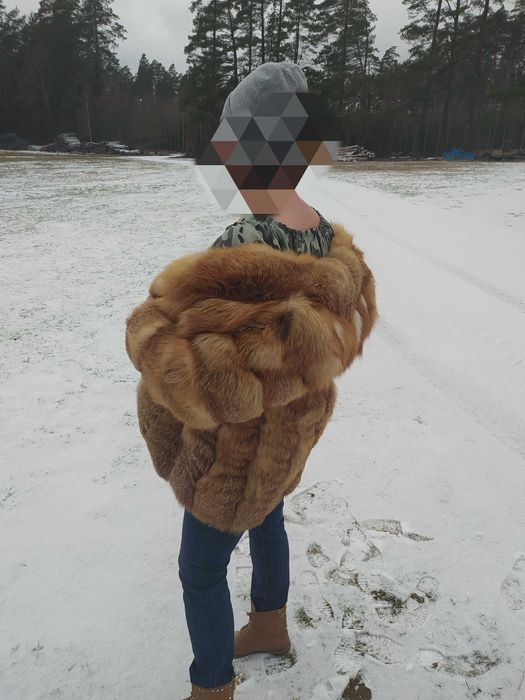 Futro nowe z lisa rudego europejskiego płaszczyk, kurtka