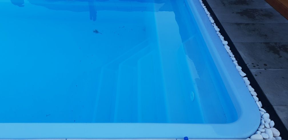 Basen ogrodowy 6,5 x 3,7 x 1,55 poliestrowy laminat wkopywany komplet