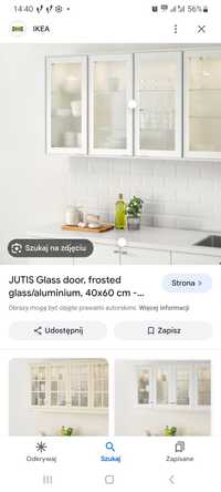 Jutis fronty drzwi szklane szklo-aluminium ikea 40x80 białe