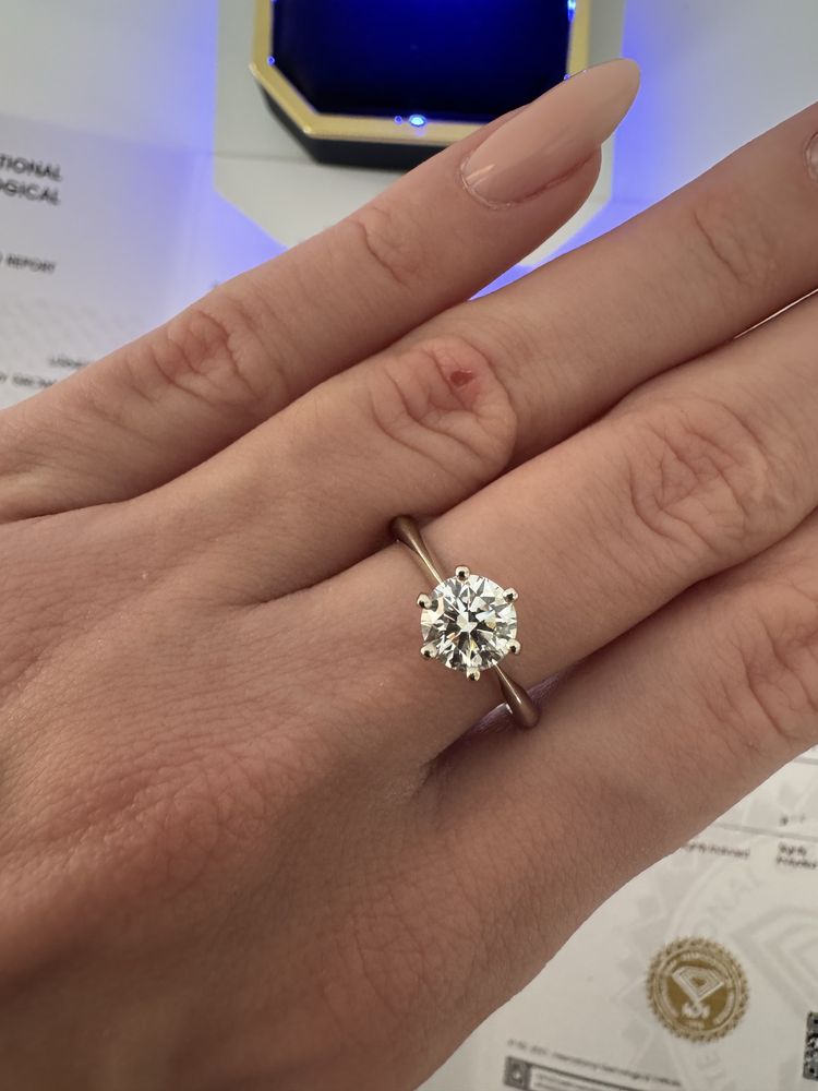 Pierścionek z diamentem 1 CT VS1 D, certyfikat IGI, brylantem, 585