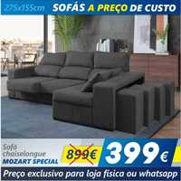 Sofá 2L + Chaise Long Mozart de Luxo (275x155cm)