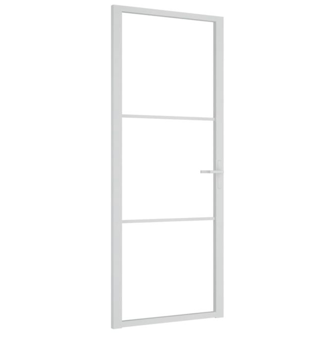 Drzwi wewnętrzne 83x201,5cm szklane ESG aluminium białe