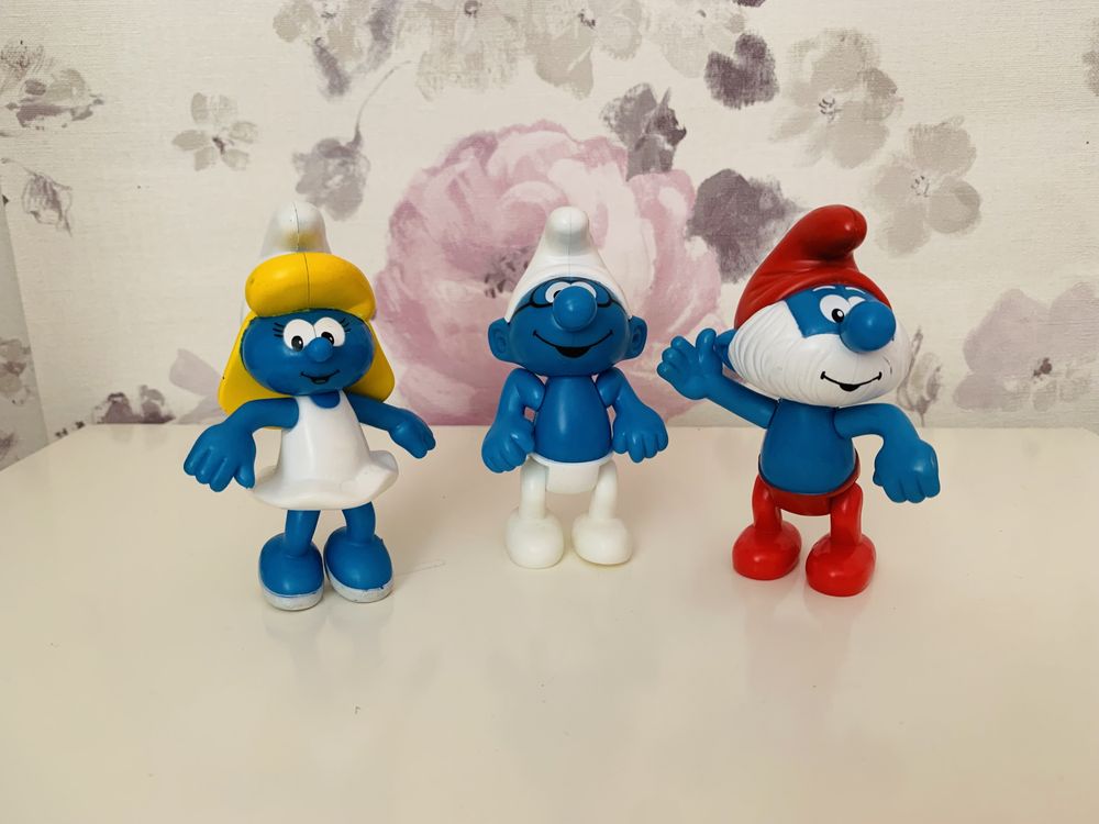figurka Smerf, Smerfy Ważniak, Papa Smerf, Smerfetka McDonalds 2002