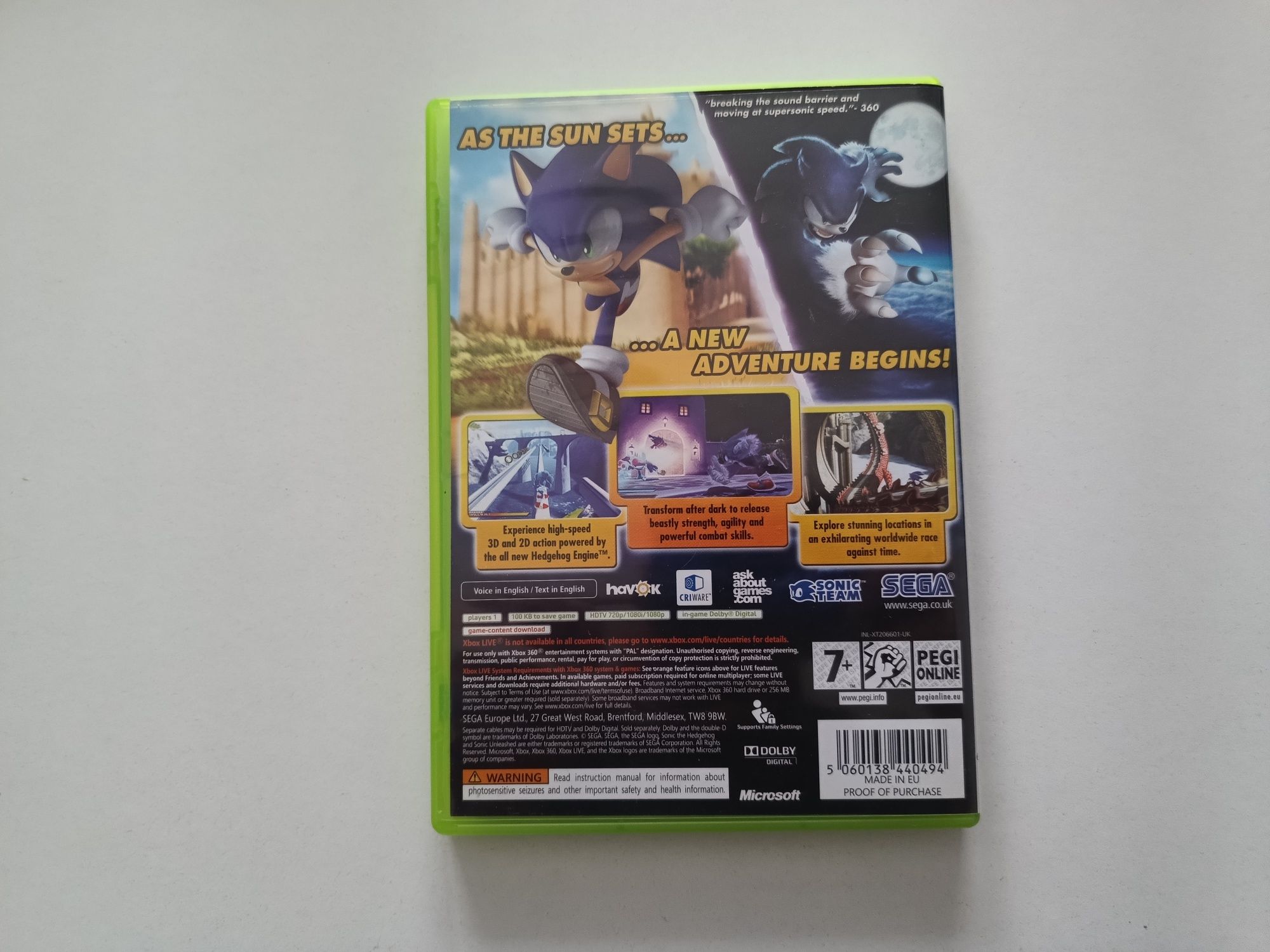 Gra Xbox 360 Sonic Unleashed.