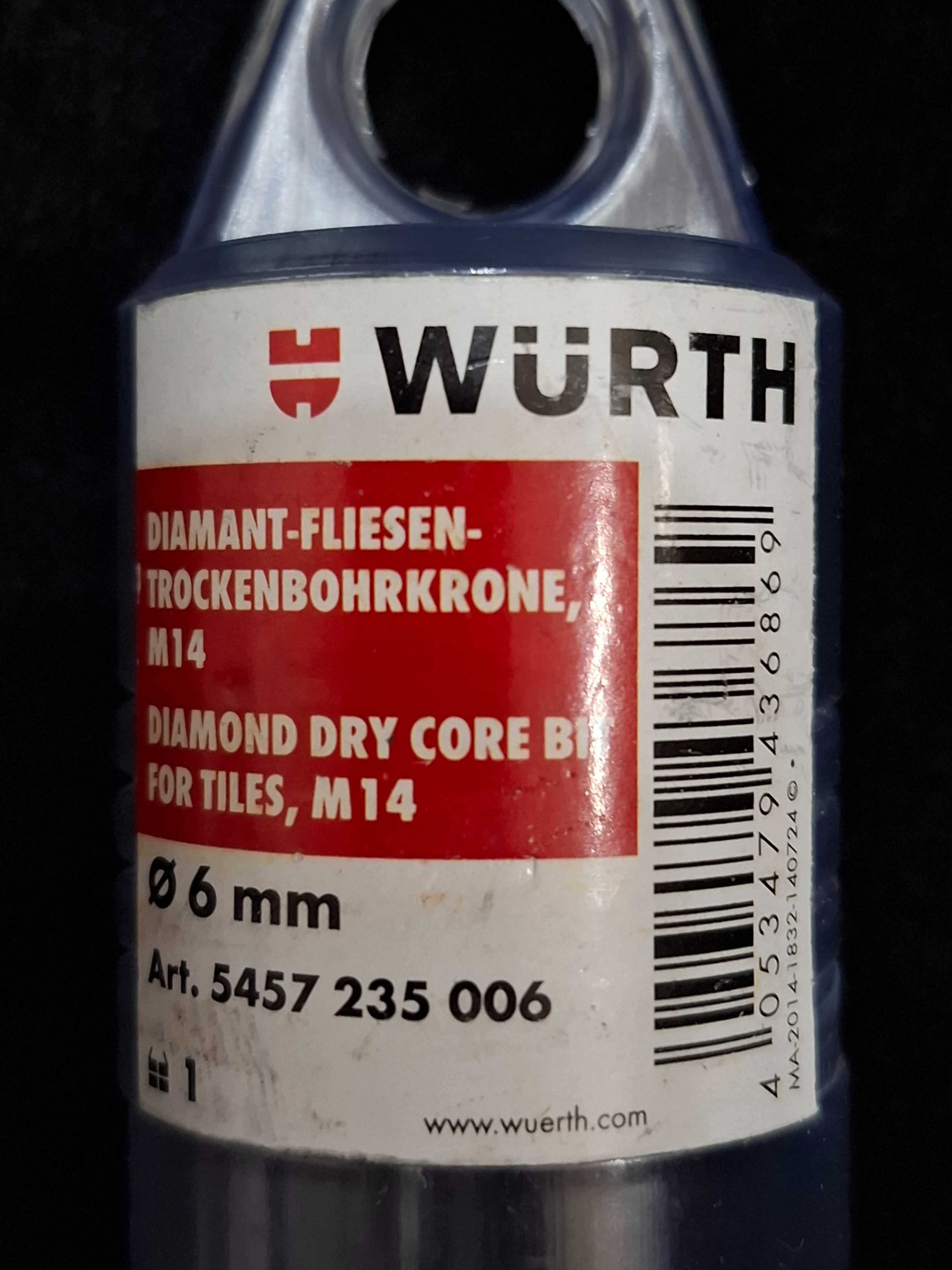 NOWE wiertło diamentowe koronowe Wurth 6mm i 8mm do płytek
