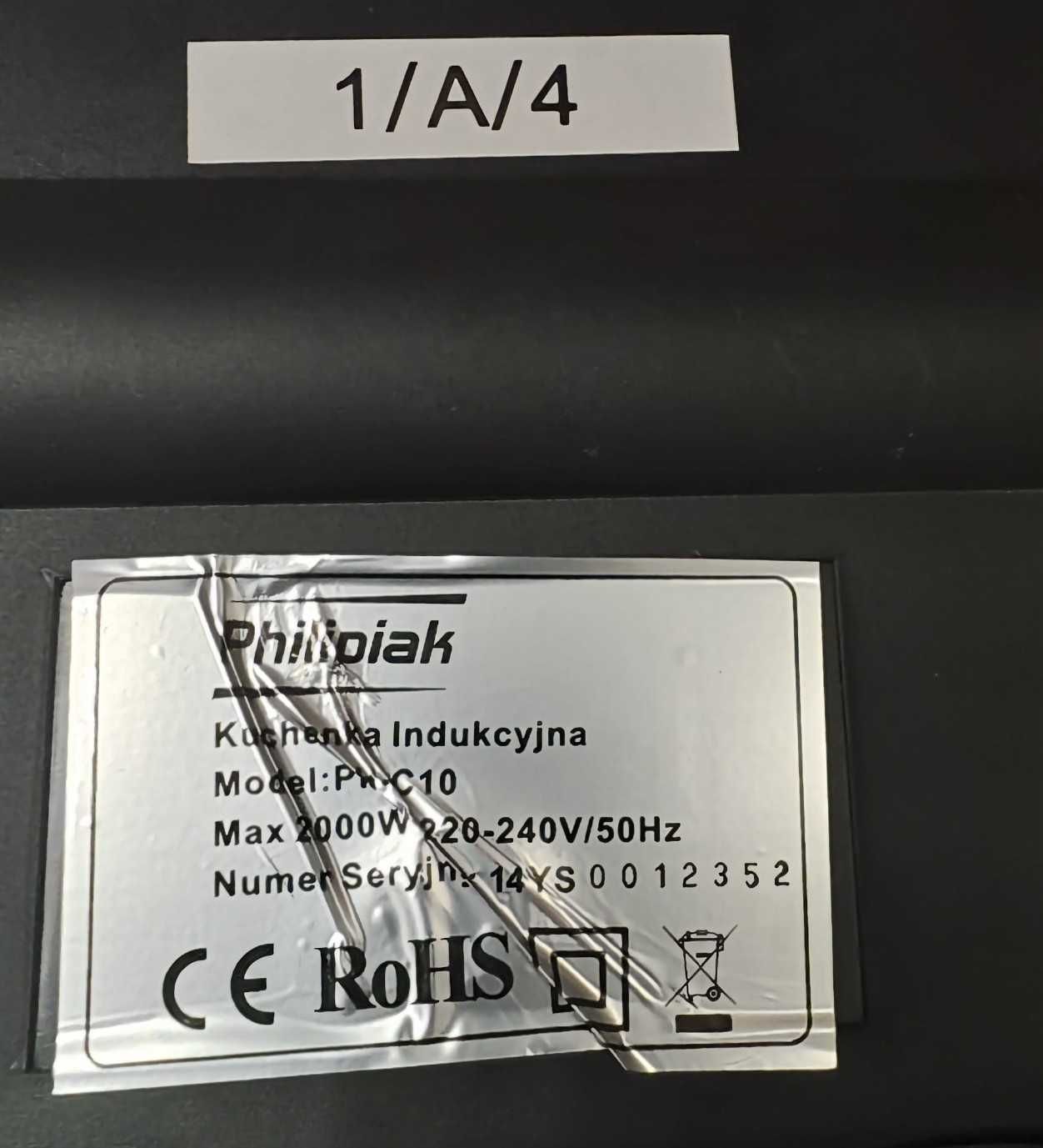 Kuchenka indukcyjna, jednopalnikowa, Philipiak PH-C10