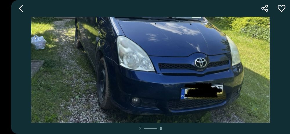 Kompletny przód toyota corolla verso 04- kolor 8p4 Europa wysyłka