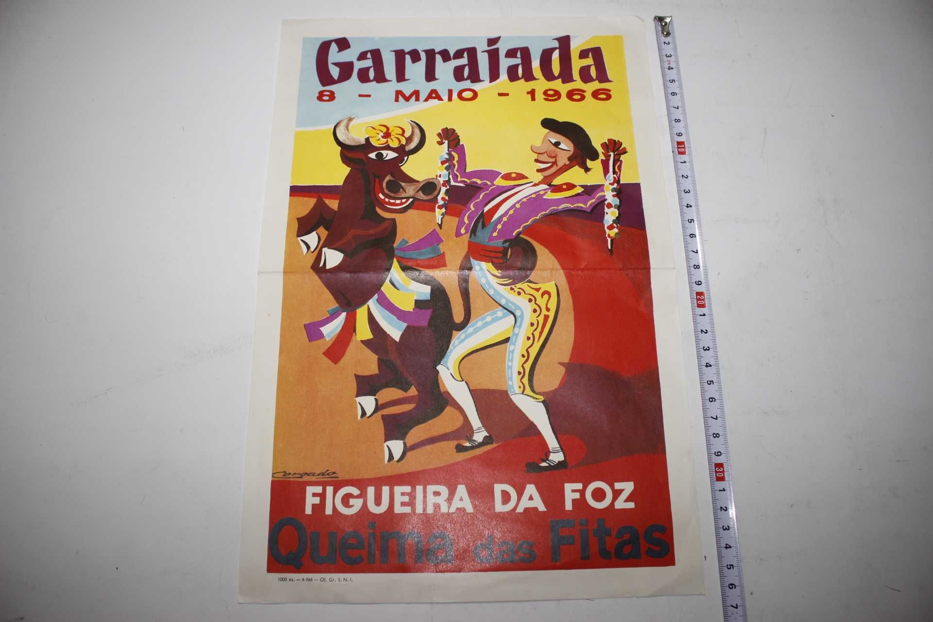 Cartaz original-Queima das Fitas 1966-Garraiada Figueira Foz-Tourada