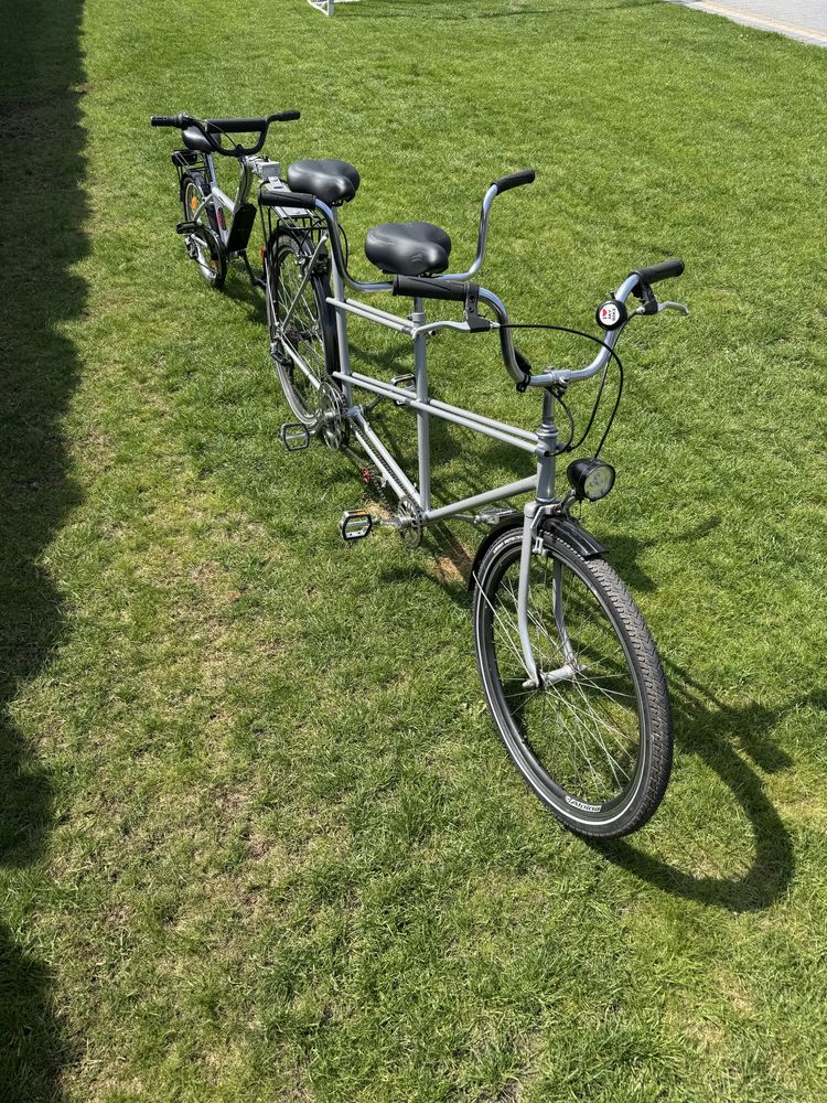 Rower tandem 3-osobowy, przyczepka