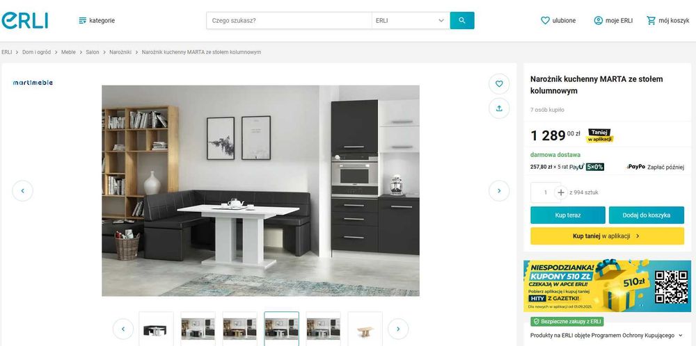 Narożnik kuchenny MARTA + stół gratis