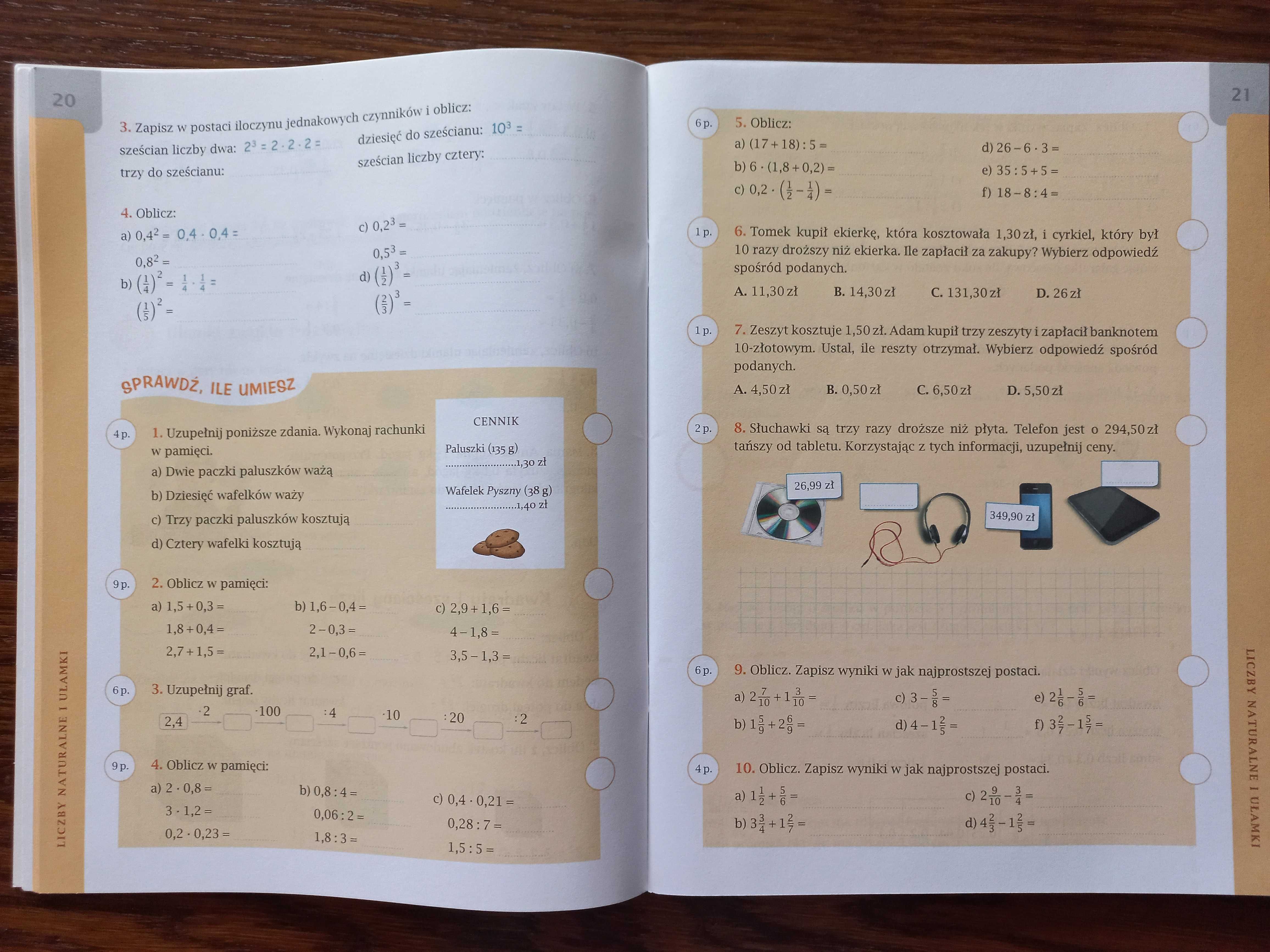 Matematyka 6 zeszyt ćwiczeń podstawowych z serii Matematyka z plusem